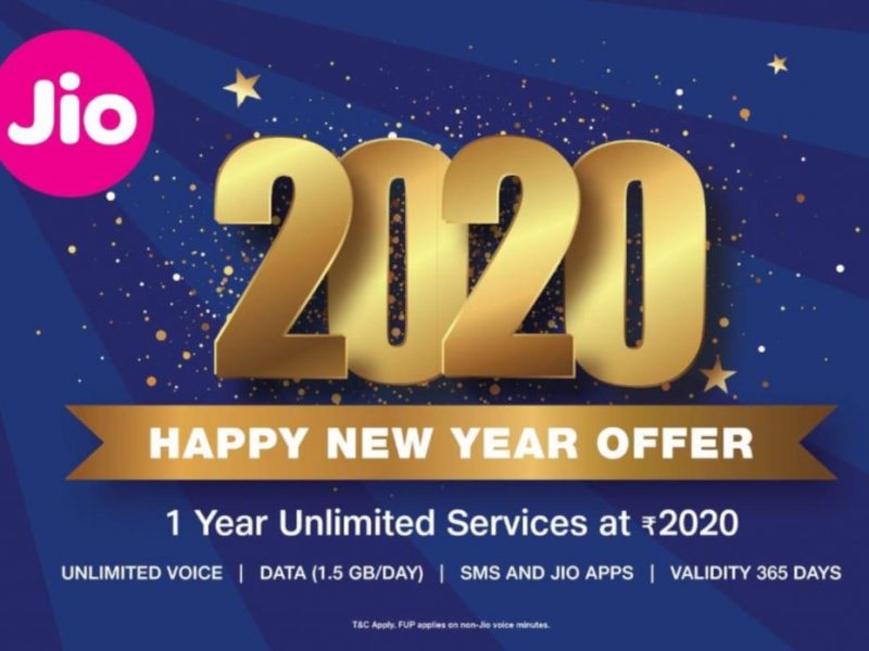 Jio 2020 Happy New Year Offer: Get 1 year plan with 1.5GB/day data or JioPhone with 500MB/day data at Rs.&nbsp;2020